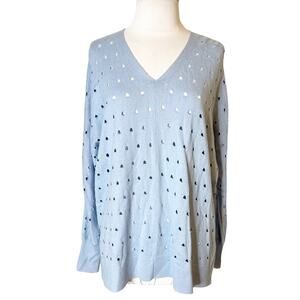 NWT J. Society New York perforated blue sweater sz S